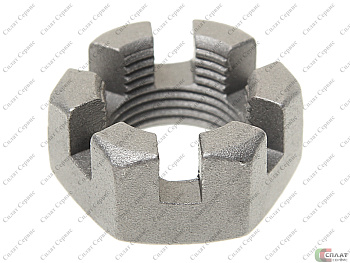 Гайка М20х1,5-6Н рулевого пальца МАЗ-4370 (корончатая) (MEGAPOWER)