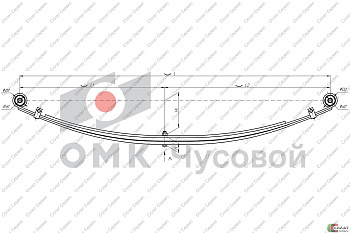 Рессора ГАЗ-3302, Next задняя с сайлентбл. (2-лист.), подрессорником (болтовые хомуты)