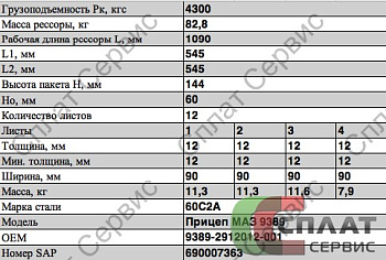 Рессора МАЗ прицепа задняя (12 листов) МРЗ
